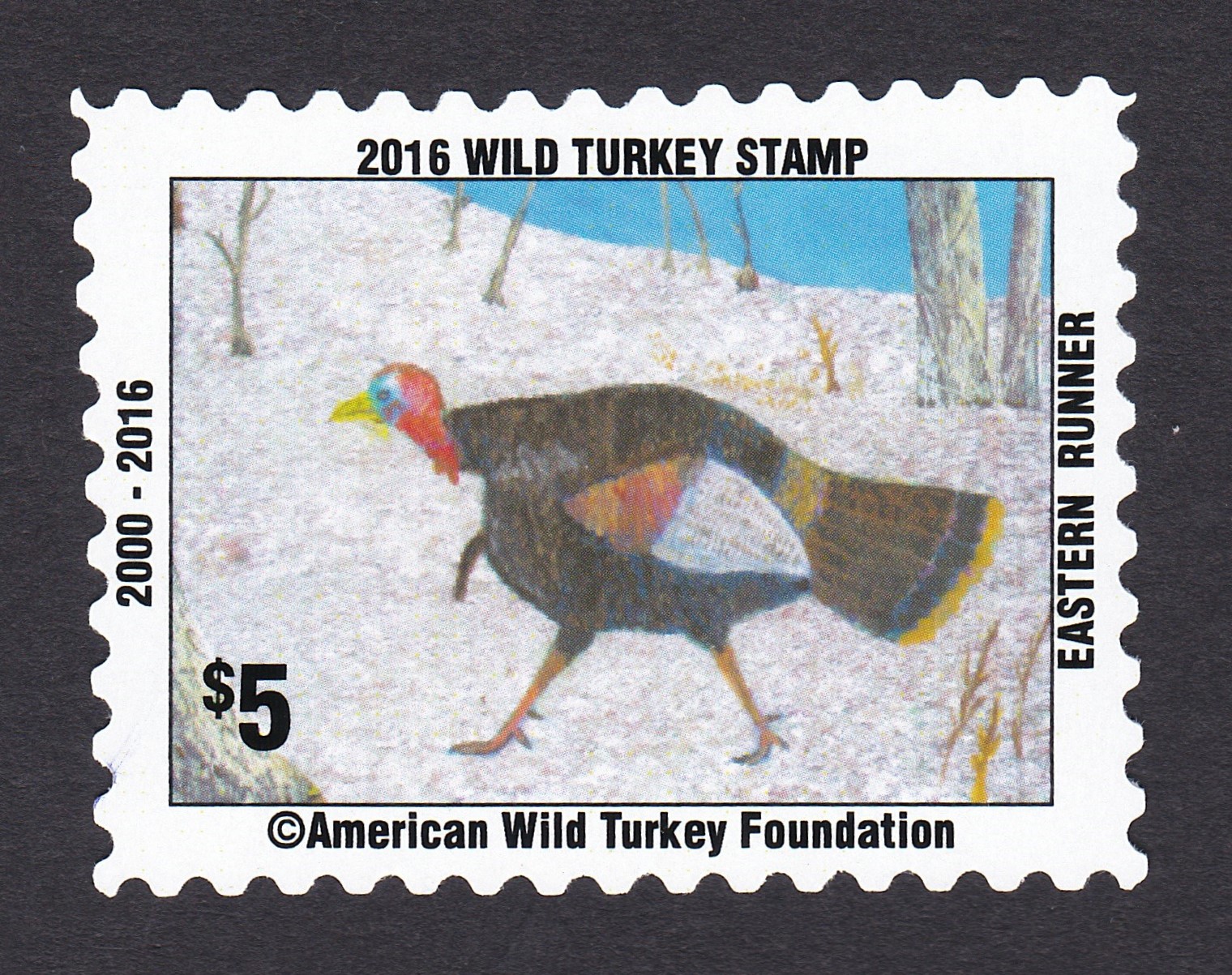 Society wild turkey 2016 American Wild Turkey Foundation AWTF17 $5 MNH VF P