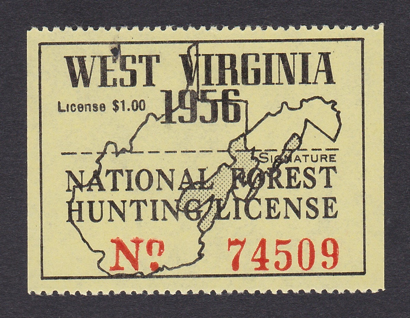 WV nat'l forest hunting NFH6 $1 MLH F-VF, 1956, serif SN P