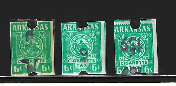AR cigarette C92 & C92a 6¢ U VF, 2 copies of C92a w/  diff permit numbers