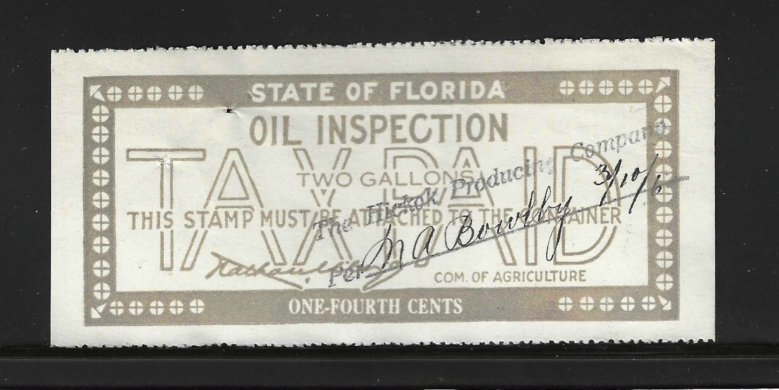 FL oil inspection O4 1/4¢ U VF