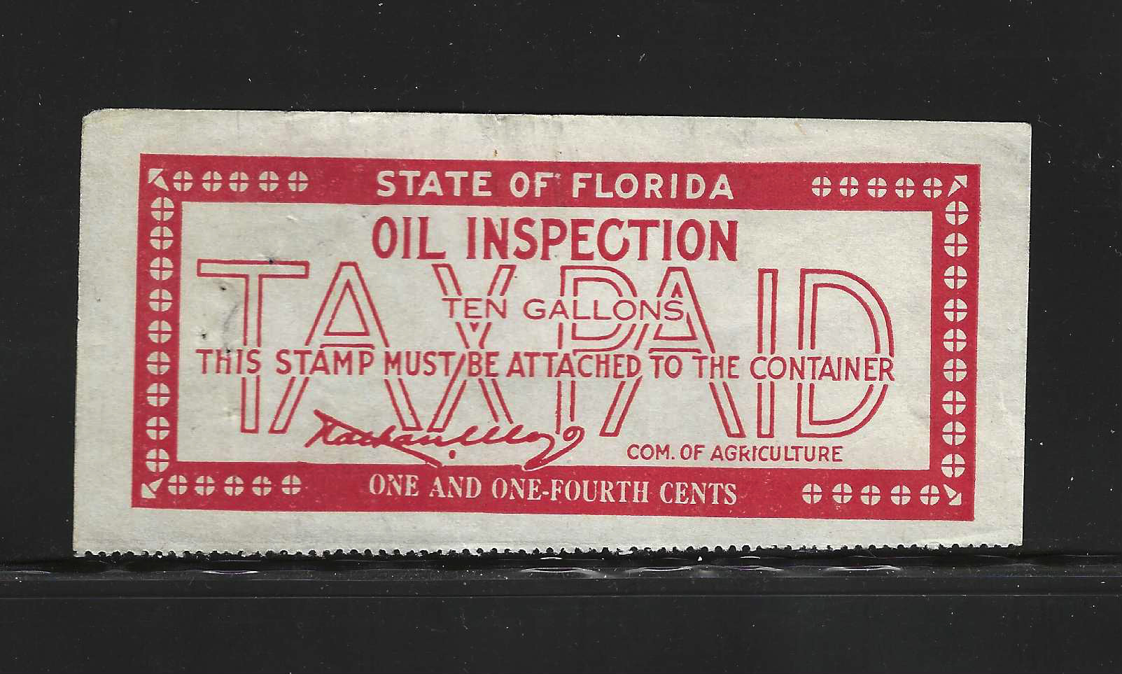 FL oil inspection O5 1-1/4¢ U VF, w/ several sm pin holes