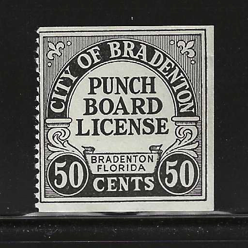 City of Bradenton 50¢ Punch Board MLH VF