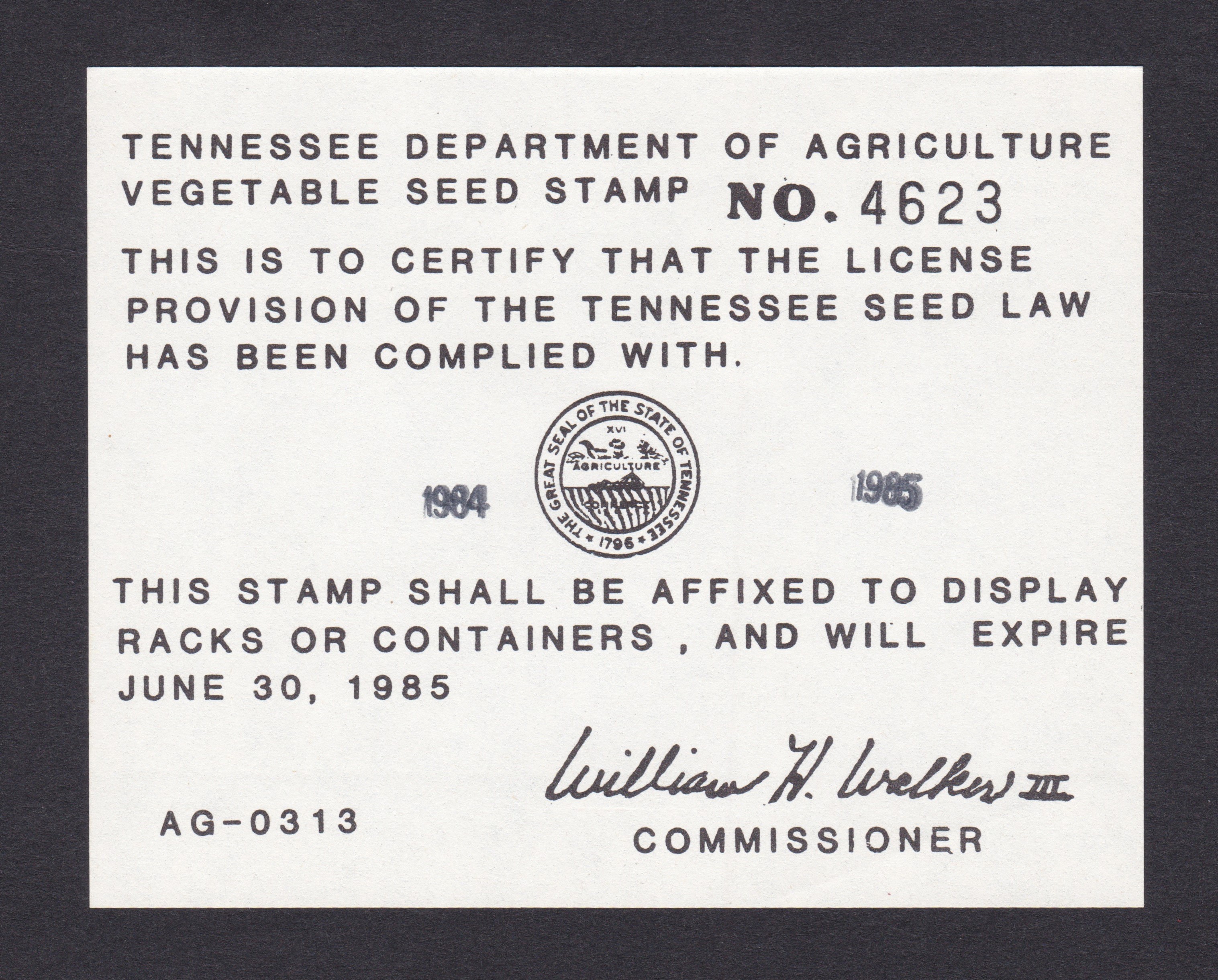 TN vegetable seed PS23a MNG VF, 1984-1985 P