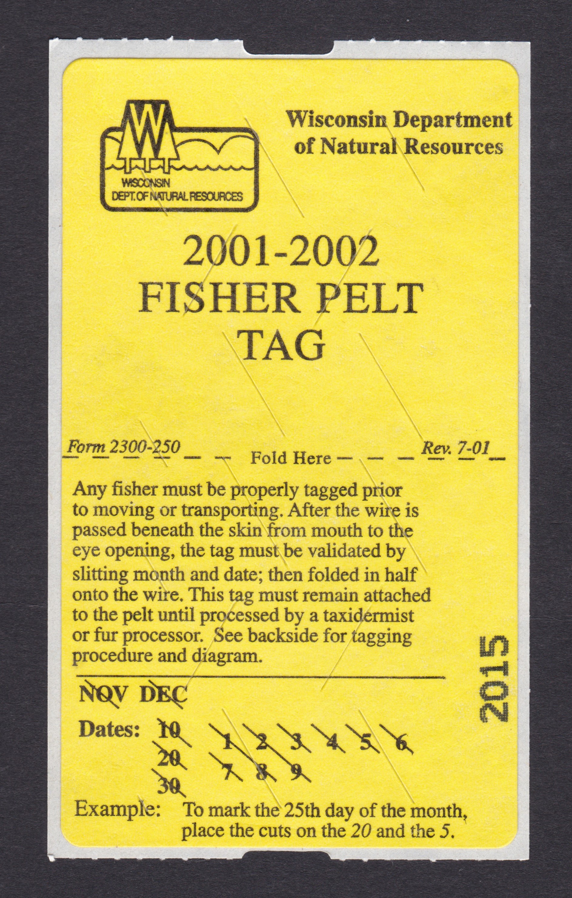 WI trapping, fisher TPF7 MNG VF, 2001 P