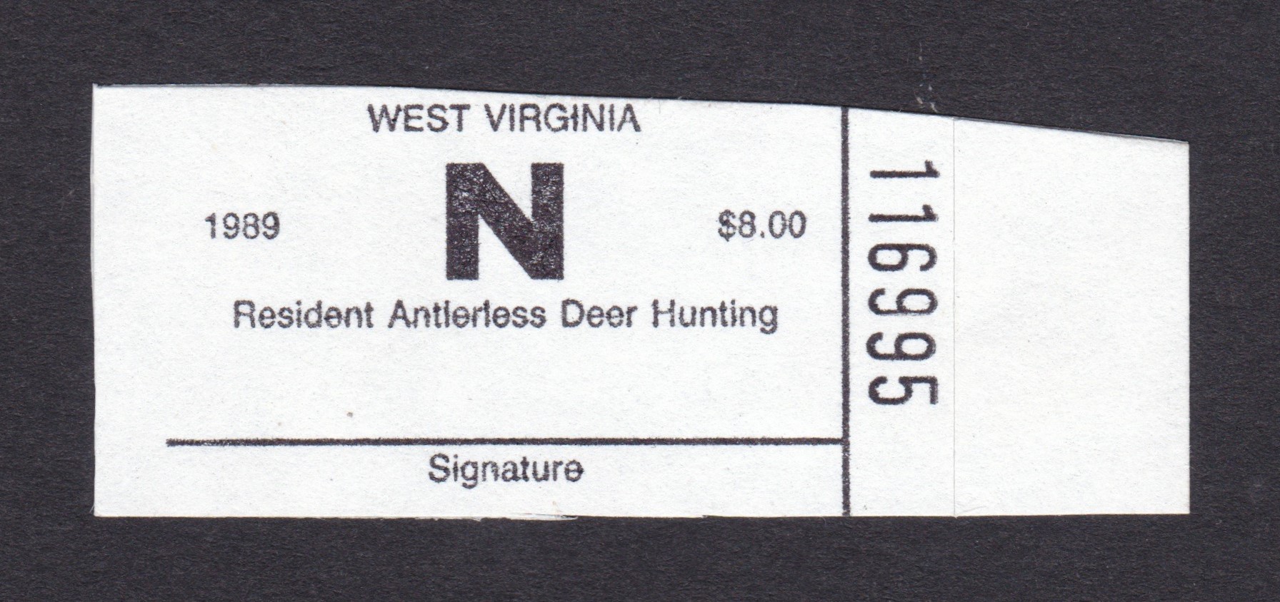 WV class N deer DL14 $8 MNH F-VF, 1989, top cut not straight P