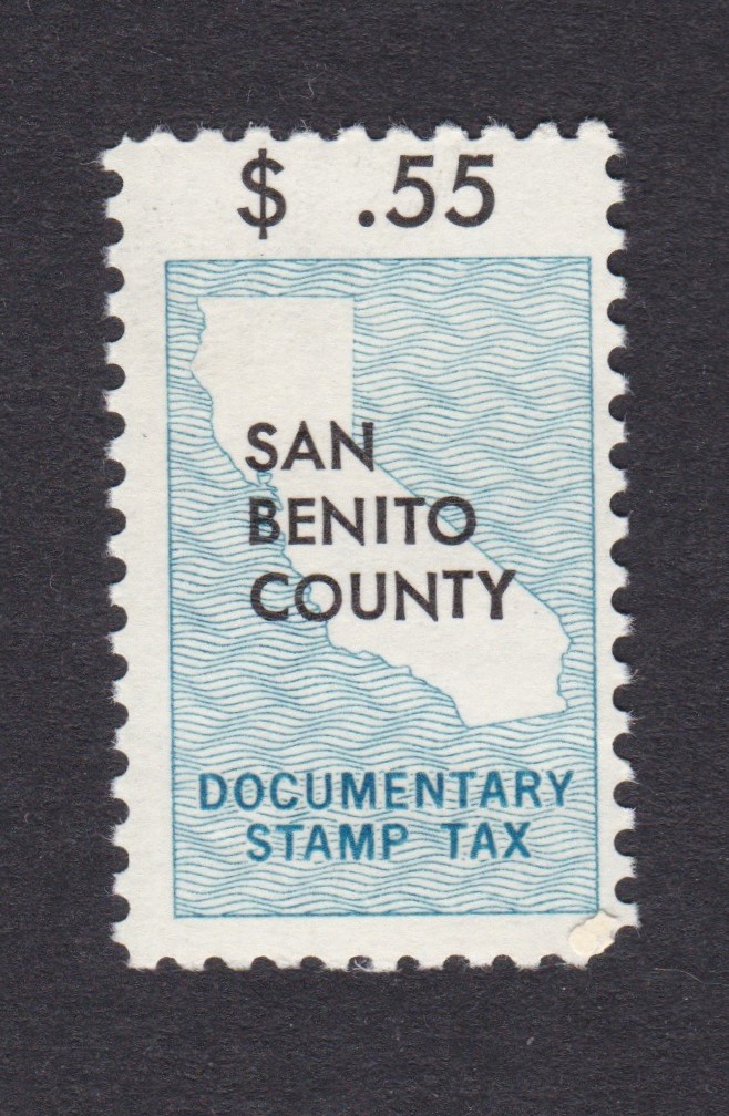CA local documentary San Benito County 55c Unused VF, rare P