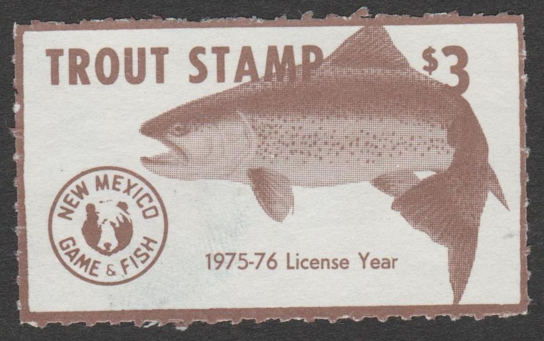 NM fishing #4 $3 U VF, 1975 unsigned P