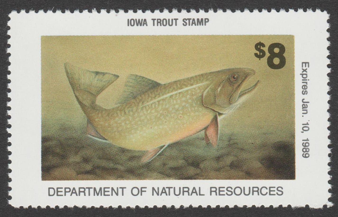 IA trout #28 $8 MNH VF 1988 P
