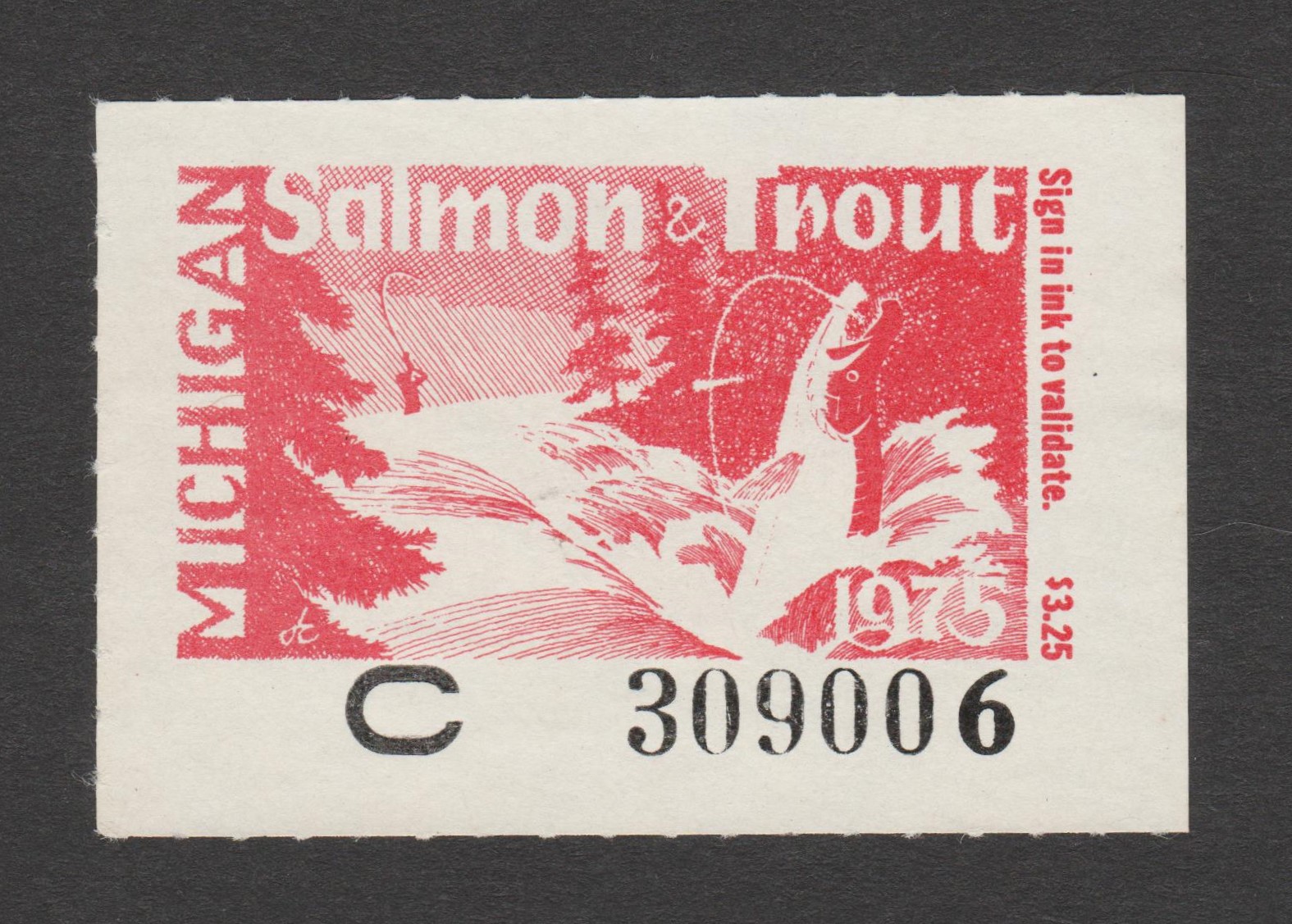 MI trout & salmon T&S6 $3.25 U VF, 1975 unsigned P