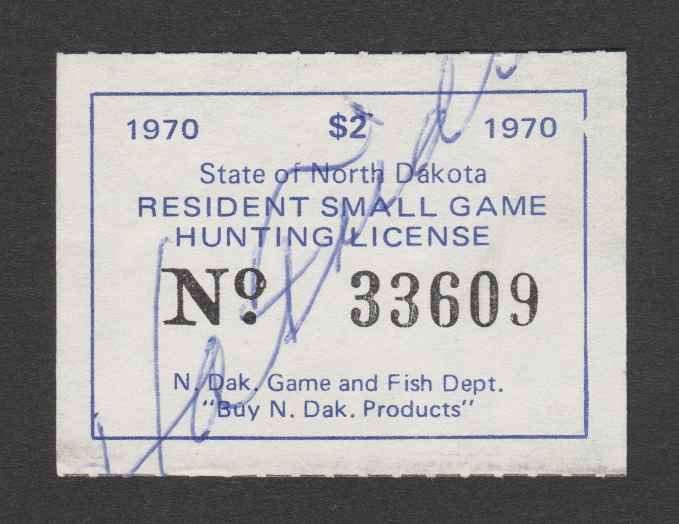 ND waterfowl small game SGHB4 $2 U XF, 1970 light soiling P