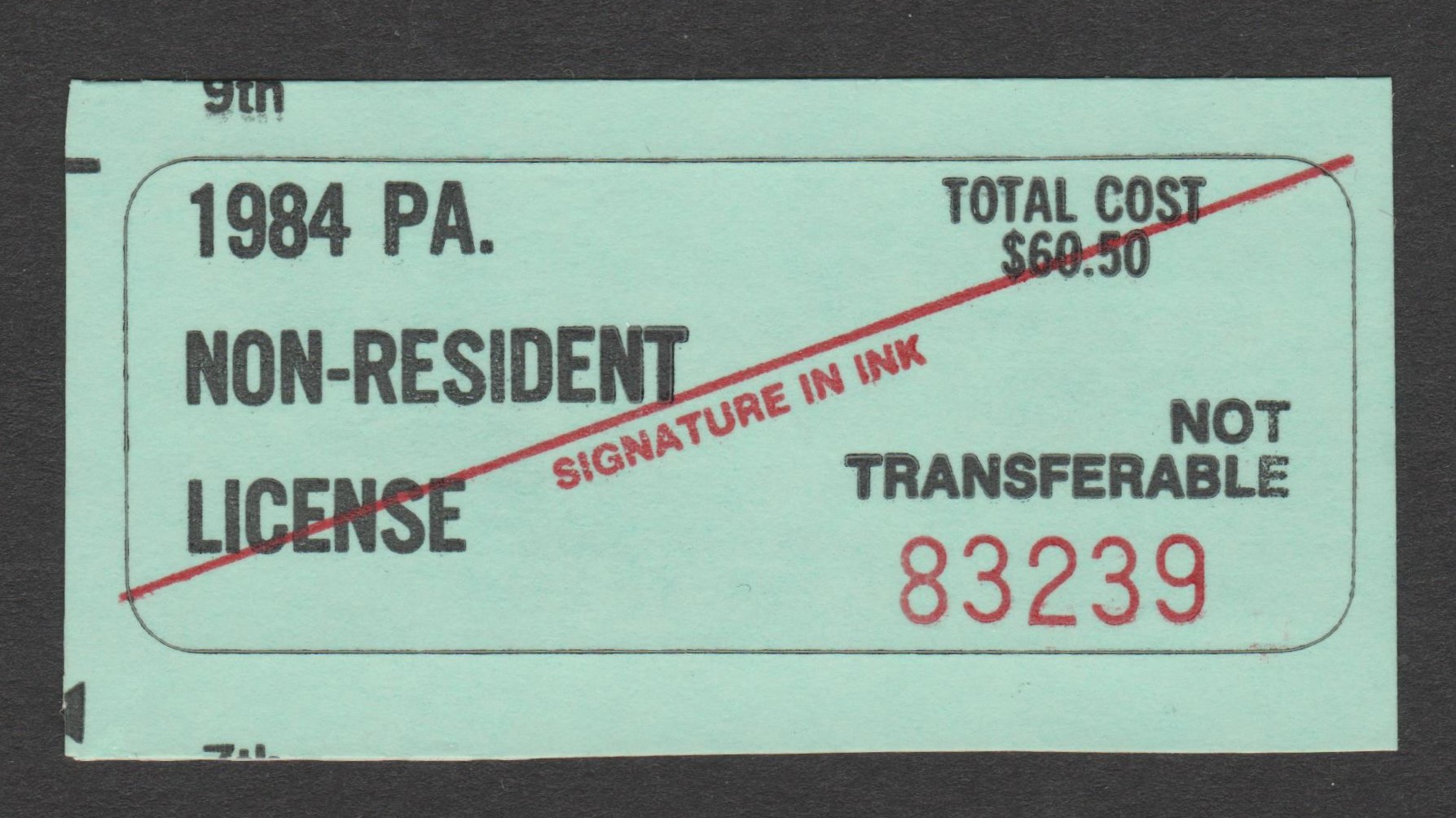 PA hunting HN1A $60.50 MNH F-VF, 1984 non-resident Black on glo-green variety P