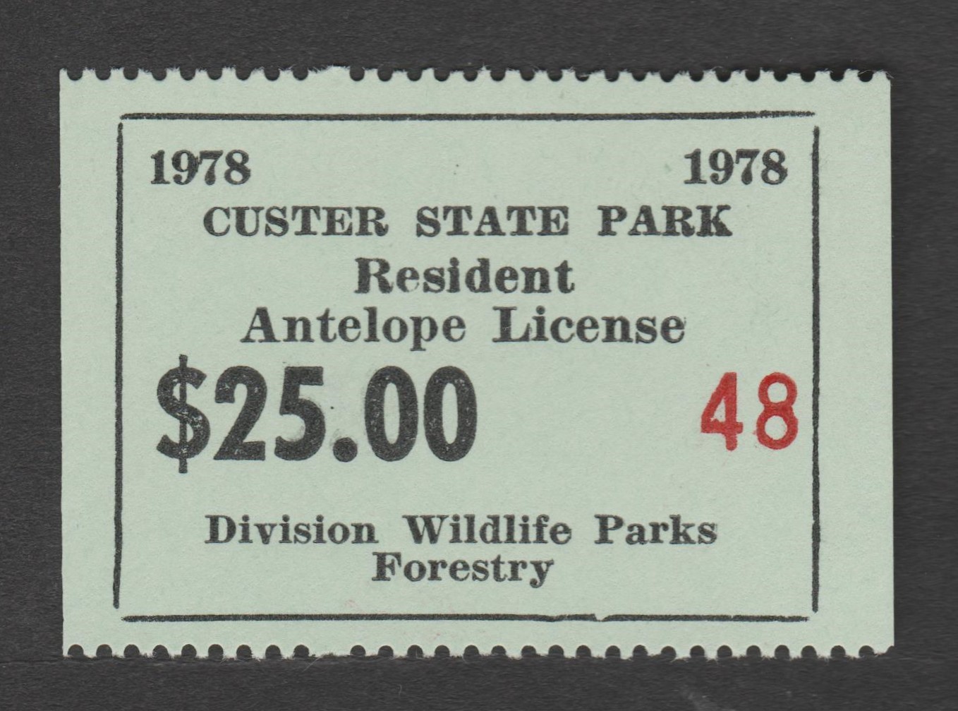 SD Custer state park antelope ACP3 $25 MNH VF, 1978 P