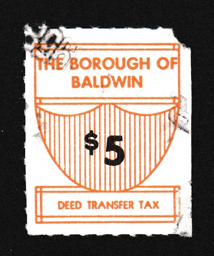 PA real estate BAD12 $5 U VF Borough of Baldwin, UR corner missing P