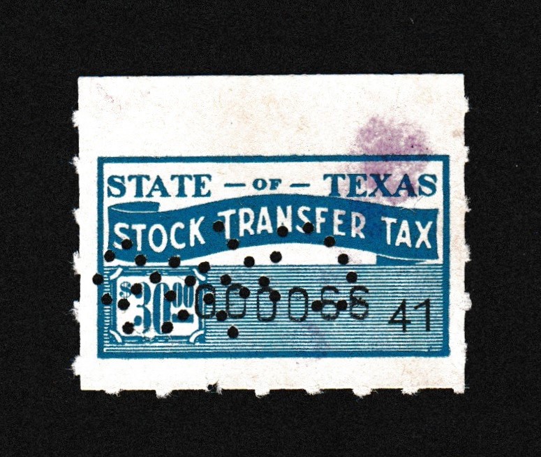 TX stock transfer ST18 $30 U XF P