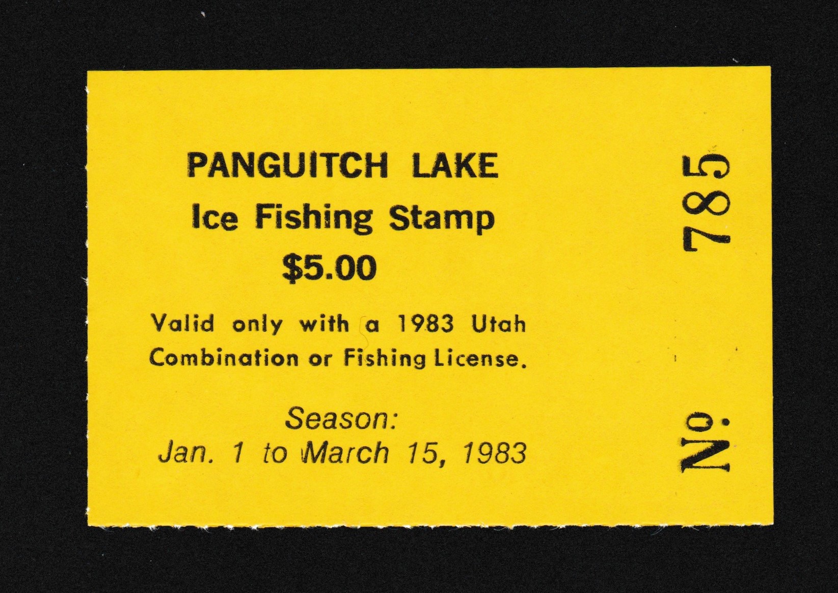 UT fishing PL2 $5 MNH VF, 1983 Panguitch lake ice fishing P