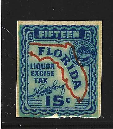 FL liquor L42 15¢ MLH VF, w/ sm chip at B margin