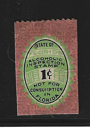 FL liquor exported EL2 1¢ MNH VF, paper adhering on back