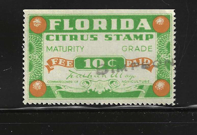 FL citrus fruit CF35 10¢ U VF, w/ SE at T