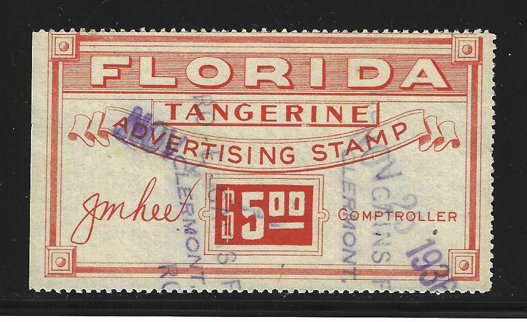 FL tangerines TA5 $5.00 U VF, w/ SE at L