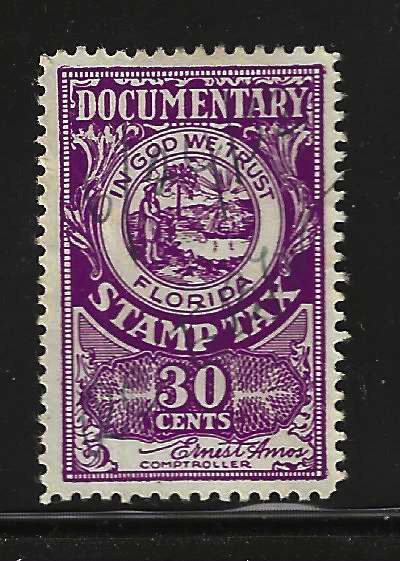 FL documentary stamp tax D2 30¢  U VF
