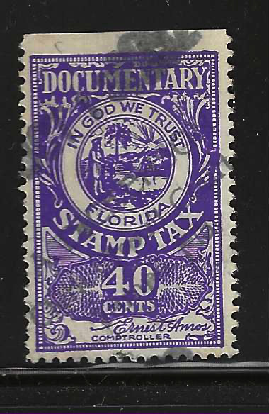 FL documentary stamp tax D3 40¢ U VF w/ SE at T