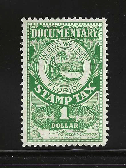 FL documentary stamp tax D5 $1 U VF