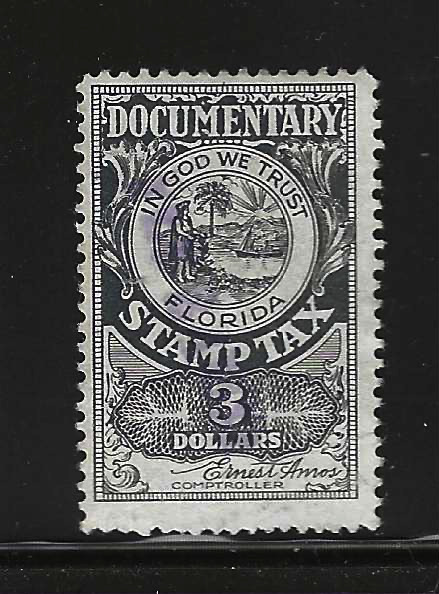FL documentary stamp tax D6 $3 U VF 