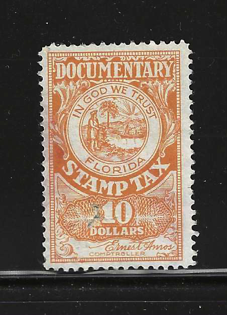 FL documentary stamp tax D8 $10 U VF