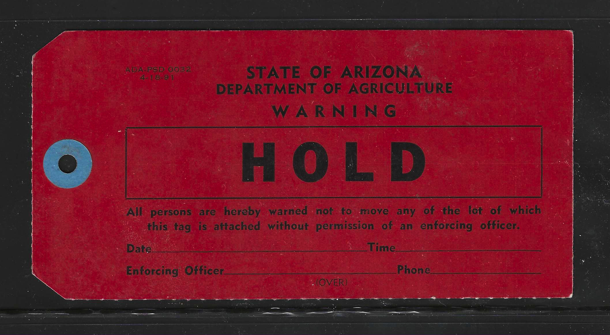 AZ native plant HOLD tag M VF, unlisted but mentioned in catalog footnote