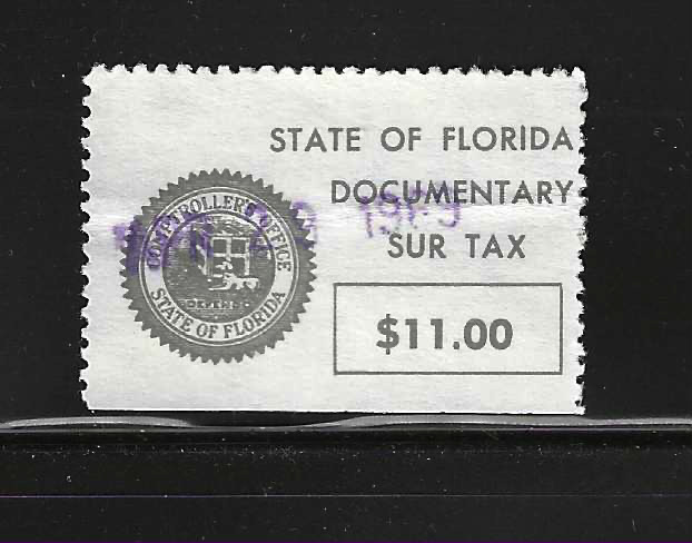 FL documentary sur tax D81 $11.00 U VF, w/ SE at B