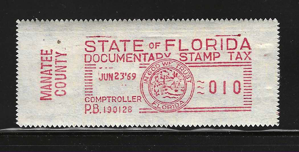 FL documentary meter DM2 10¢ w/Manatee County slug MNH VF
