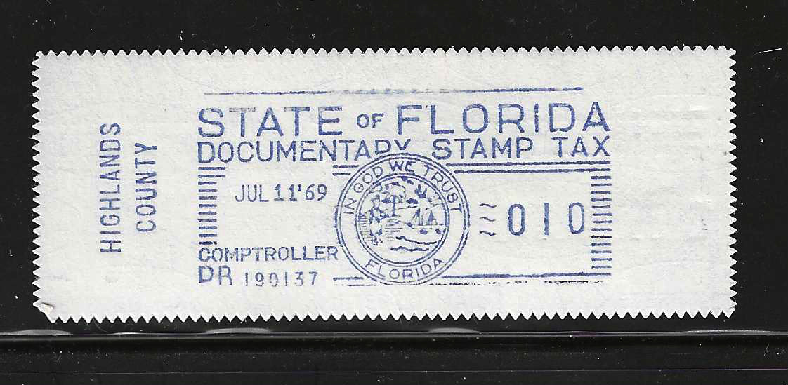 FL documentary meter DM3 10¢ w/Highslands County slug MNH VF