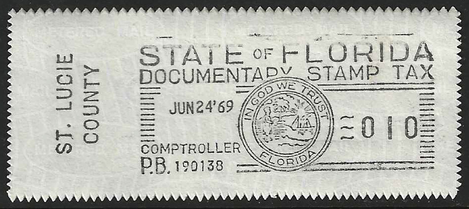 FL documentary tax meter DM1 10¢ w/ St. Lucie County slug MNH VF
