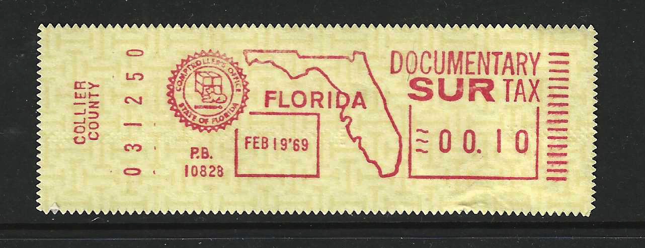 FL documentary surtax meter DM11b 10¢ w/Collier County slug MNH VF