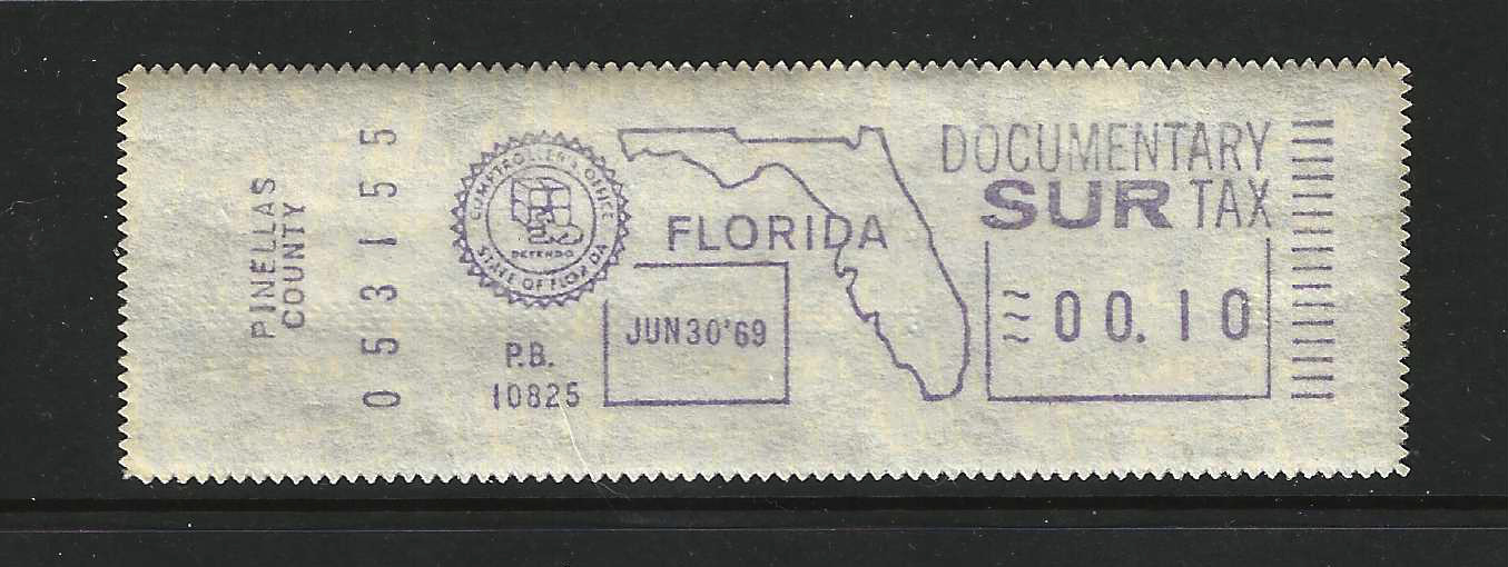 FL documentary surtax meter DM12 10¢ w/ Pinellas County slug MNH VF