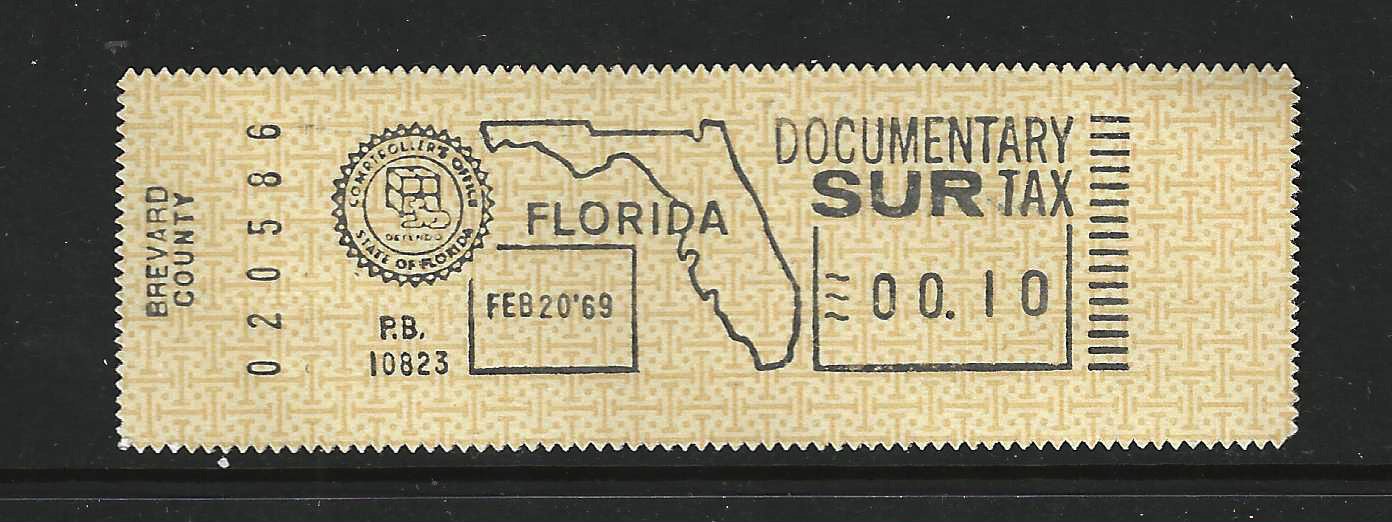 FL documentary surtax meter DM13a 10¢ w/Brevard County slug MNH VF