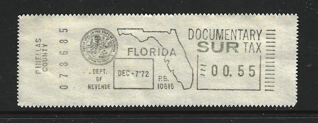 FL documentary surtax meter DM13a 55¢ w/Pinellas County slug U VF
