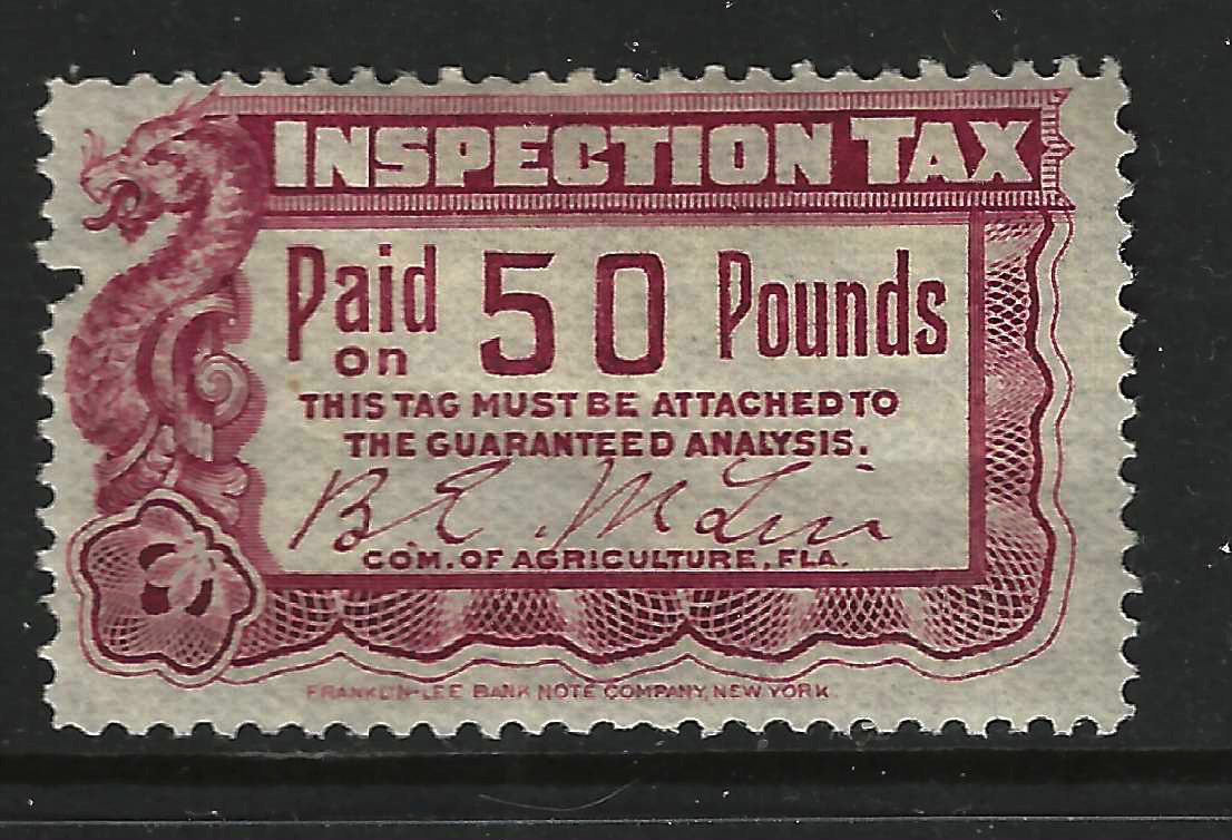 FL feed FE1 50 lbs MLH VF w/ pulled perf at R not priced as mint