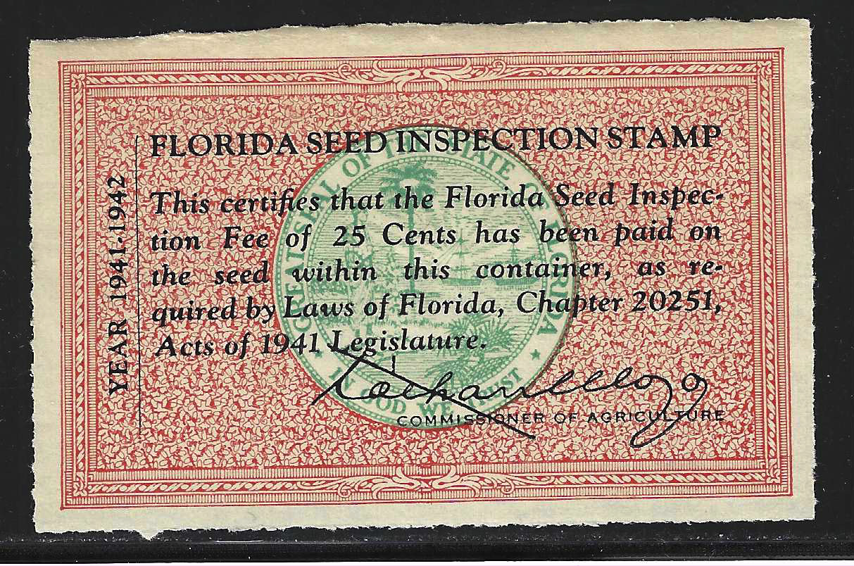 FL seed packet PS1 25¢ orange (green) MNH F-VF