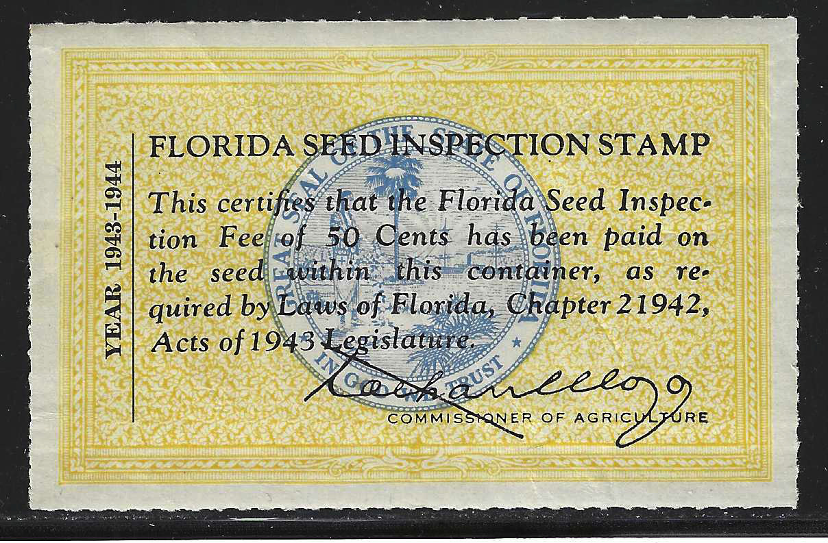 FL seed packet PS3 50¢ yellow (blue) MNH VF w/ gum creases