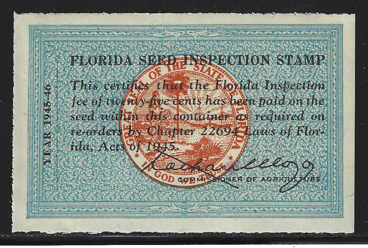 FL seed packet PS5 25¢ blue (orange) MNH VF