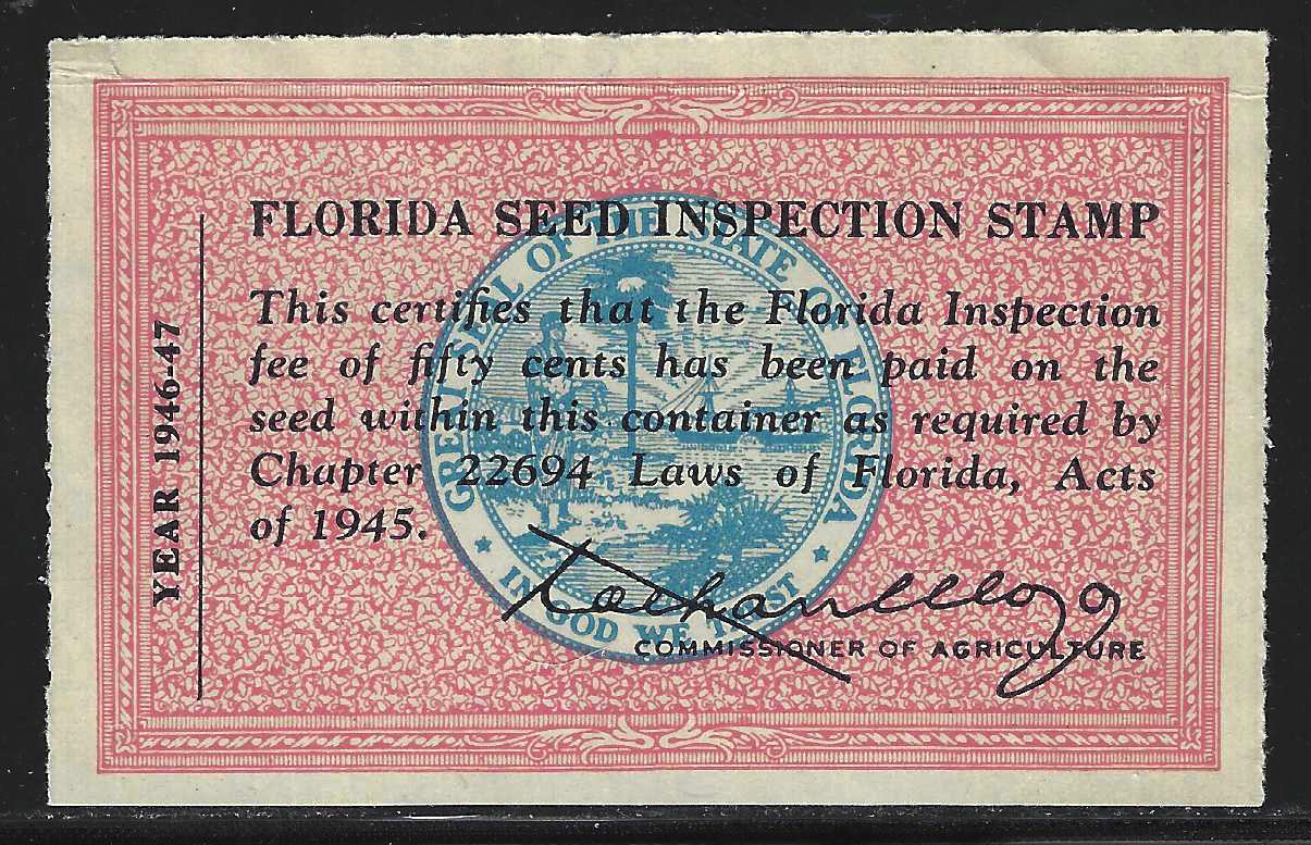 FL seed packet PS8 50¢ red (blue) M w/o gum VF 