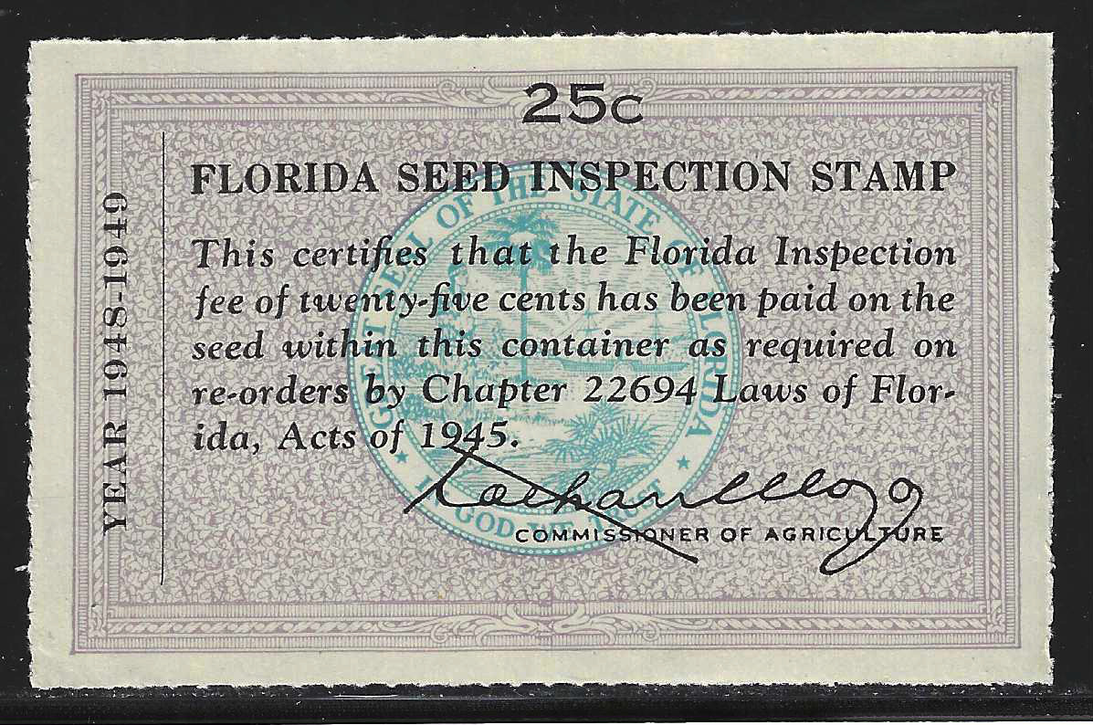 FL seed packet PS11 25¢ lt violet (blue) MNH VF