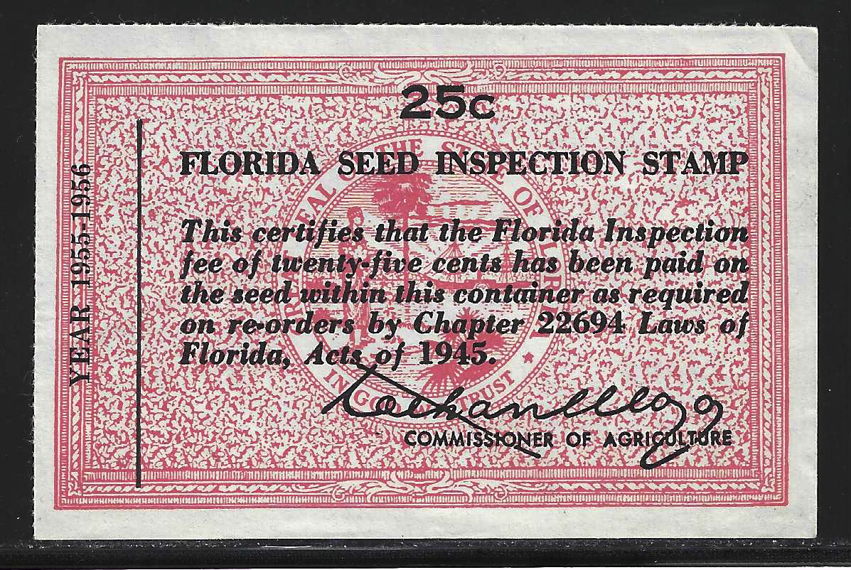 FL seed packet PS25 25¢ red MNH w/ creases