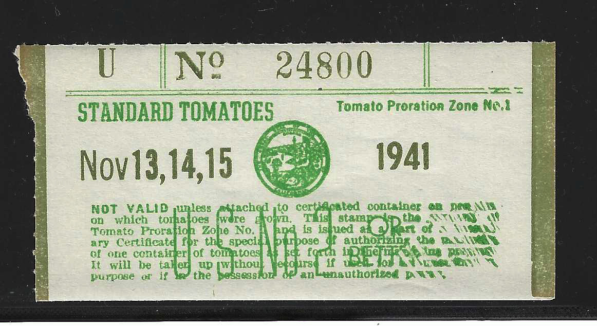 CA tomato TM 274 Nov.13-15, 1941 proration zone 1 damaged plate var  MNH VF