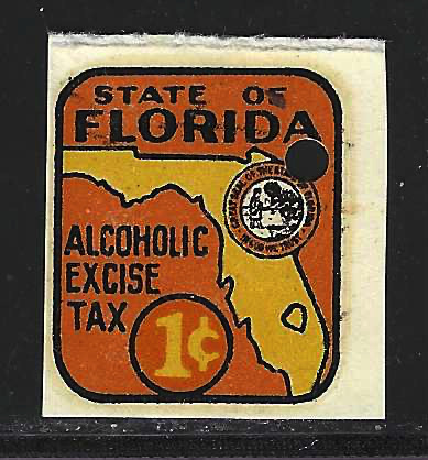 Fl liquor L15S 1¢ in orange circle MLH VF