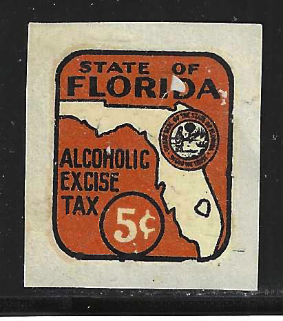 Fl liquor L16 5¢ in orange circle  U VF w/ slight flaking 