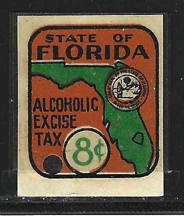Fl liquor L20S 8¢ in green w/ green map MNH VF w/ punched hole