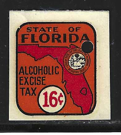Fl liquor L22S 16¢ in red w/ red map MNH VF w/ punched hole