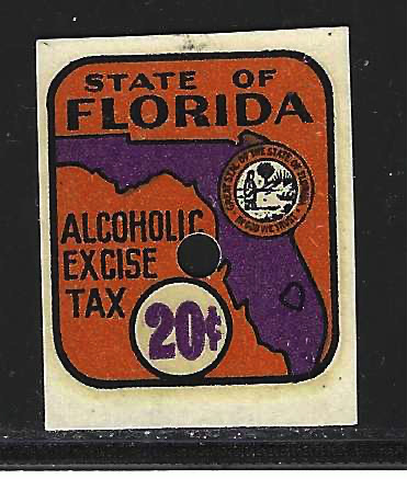 Fl liquor L23aS 20¢ bold in dk purple w/ dk purple map MNH VF & w/ punched hole 